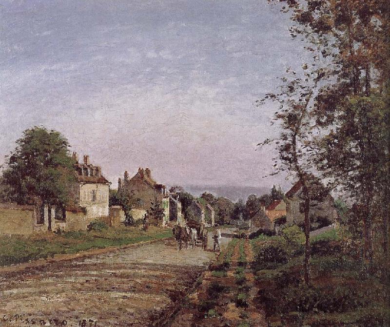 Road Vehe peaceful suburb road, Camille Pissarro